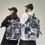Kukombo Harajuku Girl Male School Bag Female Graffiti Print Men Backpack Women Book Boy Bag Nylon Ladies Fashion Laptop Backpack Student
