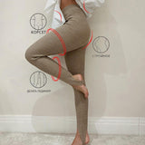Kukombo Skinny Knitted High Waisted Step-On-Foot Pants Warm Winter Slim Elastic Waist Leggings Casual Streetwear Female 2022