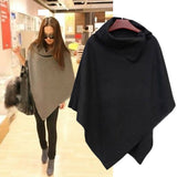 Christmas Gift 4 Colors Women Coat Poncho Autumn Winter Casual Overcoat Zipper Loose Pullover Cloak Sweater Cape Outwear