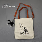 Kukombo Canvas Bag Women Messenger Bag Large Capacity Shopping Bag Versatile Canvas Bag Slung Female Student Women's Handbag