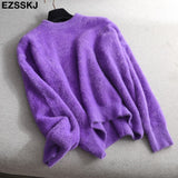 Christmas Gift autumn winter oversize thick mink cashmere sweater poullovers women batwing sleeve 2021 female casual warm fur sweater jumper