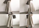 Christmas Gift New 2021 Women Summer Trousers Pantskirt High Elastic Waist Casual Cotton and Linen Wide Leg Ankle-Length Pants P6673