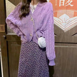 Christmas Gift Solid color Knitted Sweater Women 2021 Autumn Female Casual Long Sleeve Single Breasted V neck Cardigan Sweaters Coat