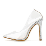 Christmas Gift Clear PVC Transparent Pumps Sandals Perspex Heel Stilettos High Heels Point Toes Womens Party Shoes Nightclub Pump 35-42