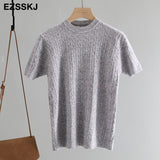 Christmas Gift cashmere spring  knit T Shirt Short Sleeve Women summer loose o-neck T Shirt chic solid color Basic t-shirt Tee Shirt Female top