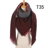 Christmas Gift 2021 New Winter Knitted Scarf Cashmere Pashmina Women Warm Neck Scarves Shawls Plaid Wraps Triangle Stoles Lady Bandana