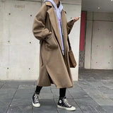 Christmas Gift Women's Long Coat Loose Woollen Coat Korean Leisure Commuting Style Lapel Windbreaker Autumn Oversized 2021 Woman Jacket Coat