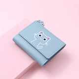 Kukombo 2022 Women Wallet Fashion Cute Cat Money Bag Ladies Short Leather Clutch  Girl Small Purse Coin Purse Card Holder