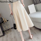Kukombo New Arrival A Line Skirt High Waist Back Zipper Solid Color Elegant OL Skirts Women Korean Fashion Faldas Mujer 3a298
