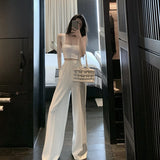 Summer Wide Leg Pants For Women Casual Elastic High Waist New Fashion Loose Long Trousers Femme