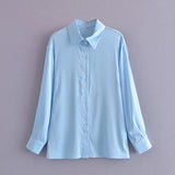 Kukombo Women Fashion Loose Asymmetry Poplin Blouses Vintage Long Sleeve Button-Up Female Shirts Blusas Chic Tops