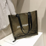 Kukombo  PVC Clear Transparent Tote Bags Women Candy Jelly Beach Bags Women Summer Large Handbags Casual Shopping Shoulder Bag