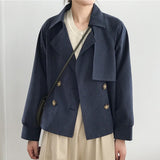 Christmas Gift New 2021 Autumn Winter Women's Cargo Windbreaker Casual Vintage Pockets Outerwear Oversize Short Trench Tops JK7962
