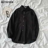 Christmas Gift BGTEEVER 2021 Spring New Chic Long Sleeve Women Blouses Tops Single-breasted One Pocket Loose Female Solid Shirts Blusas femme