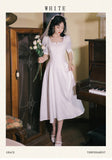 Kukombo Summer 2022 Puff Sleeve Chic Bowknot Square Neck White Dresses Retro Elegant Ladies Fashion Bridesmaid Dress Vestidos De Fiesta