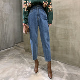 Christmas Gift BGTEEVER Women Harem Jeans Pants Fashion High Waist Loose White Denim Jeans Female Buttons Trousers Spring 2021 Streetwear