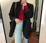 Kukombo Christmas Gift Chic Loose Light Green Women Blazer Summer One Button Female Suit Jacket Full Sleeve Outwear blaser femme