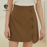 Christmas Gift FANSILANEN Ladies button-shaped decorative irregular mini skirt