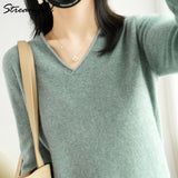 Christmas Gift Women Sweaters And Pullovers 2021 Autumn Knitted Top Jumper Women Pulovers Purple V Neck Sweater Basic Winter Sweater Woman