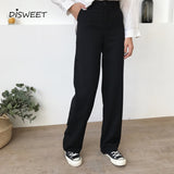 Christmas Gift 2021Pants Women Solid Loose High Waist Casual Long Trousers Trendy Pockets Womens Korean Pants Soft Simple Students
