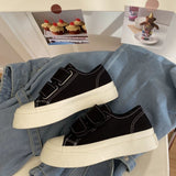 Kukombo Women Sports Shoes Canvas Platform White Tennis Casual Spring Autumn Basket Flat Vulcanize Running Sneakers Lolita Kawaii