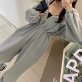 Christmas Gift Women Autumn Winter Fleece Hoodies Jumpsuit Long Sleeve Elegant Thick Sweatshirt Femme Elastic Waist Fashion Outerwear Tracksuit