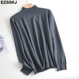 Christmas Gift Basic Loose soft solid color turtleneck Sweater Pullover Women Casual Long Sleeve chic bottom Sweater Female Jumpers top