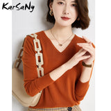 Christmas Gift V Neck Sweater Pullover Winter Women 2021 Solid Pulls Slim Knitted Top Basic Women's Sweaters Autumn Women Cashmere Jumper Woman