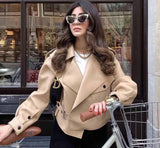 Kukombo Short Loose Pu Leather Jacket Autumn Winter Soft Faux Leather Jacket Street Casual Outwear Ladies Biker Jacket