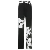 Kukombo Patchwork Straight Women's jeans Baggy Vintage High Waist Boyfriends Mom Denim Distressed Streetwear 2023 Female