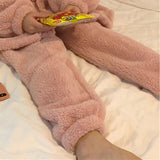 Christmas Gift Pajamas cute cartoon dinosaur coral velvet pajama autumn and winter thickened and padded long fashion home wear two sets nightgo