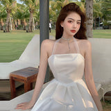 Kukombo  Summer Elegant Strap Dress Women Sweet Sleeveless Party Mini Dress Female Casual Kawaii Beach Club Fairy Dress 2023 New