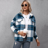 Christmas Gift 2021 Autumn Checkered Jacket Women Winter Plaid Jacket Overshirt Ladies Warm Thicken Button Shirt Jacket Coat Women
