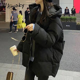 Kukombo 2022 New Winter Jacket Women Oversize Parka Coat Thick Warm Cotton Puffer Coat Black Hooded Padded Women Winter Jacket