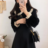 Christmas Gift Girls Blouse women spring velvet Vintage Shirt female fall Oversize Tops Women Long sleeve Autumn Women Blouses femme Blusas