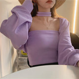 Christmas Gift Women Design Sexy Loose-fitting Bolero Solid Elegant Belt All-match Cropped Sweaters Fashion Shawl Ulzzang Feminine Cape