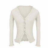 Kukombo Christmas Gift Summer Women Harajuku Knitted Short Ruffles Sleeve Shirt Crop Top Street Wear Femme Knit Skinny Tee Shirt Women