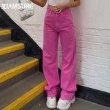 Kukombo Casual Loose Jeans Harajuku Pockets High Waisted Trousers Wide Leg Pants Women 2022 Fashion Streetwear Sweet Cute Lady