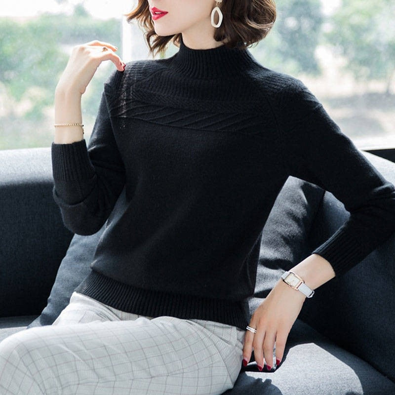 Christmas Gift New 2021 Autumn Winter Pullover Sweater Women O-neck Long Sleeve Casual Knitted Sweater Warm Female Jumper Ladies Black Top P221