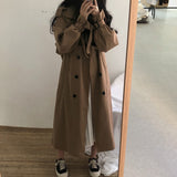 Christmas Gift Chic Women Trench Coat Casual Women's Long Outerwear Loose Overcoat Autumn Winter Fashion Double-breasted Windbreaker Femme