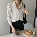 Kukombo New 2022 Women Autumn Winter Blouse Shirts Casual Oversized Elegant Solid Fashionable Office Lady Wild Tops BL3277