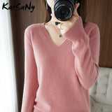 Christmas Gift Women's Sweater Autumn Winter 2021 Pull Femme White Pullover Women Sweaters Warm Soft Women's Jumper V Neck Woman Sweater Loose