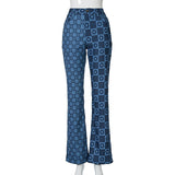 Kukombo plaid checkerboard women 2 piece set short sleeve crop top flare pants bell patchwork streetwear fashion 2022 summer