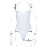 Kukombo solid strap women bodysuit bodycon backless streetwear elegant 2023 summer clothes party club thong body basic
