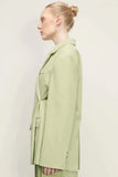 Kukombo Women's Autumn Fashion Grass Green Blazer Ladies Chic Buttoned Top Retro Long Sleeve Lapel Casual Jacket