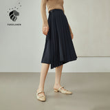 Christmas Gift FANSILANEN Pleated Skirts Irregular A-line Skirts Women Solid High Waist Slim Pleated Skirts Korean Style Commuter Midi Skirts