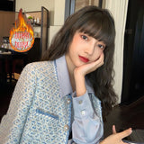 Kukombo Korean Female White Tweed Basic Jacket Coat Women 2022 Clothing Outerwear Coats Channel Style Suit Cropped Stripeed Kawaii OL