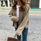 Kukombo Cardigan Women Sweater Solid Korean Outwears Single Breasted Knitted Spring Autumn 2022 Clothes Long Sleeve Fashion Top