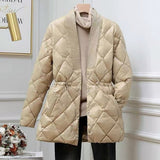 Kukombo New Autumn Winter Women Jackets Quilted Puffer Parkas High-Quality Warm Drawstring Sweet Oversized Coat