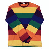 Christmas Gift New Women's T-shirts Harajuku Oversized Female T Shirt Rainbow Striped Woman Tshirt Long Sleeve Casual Ladies Girls Tshirts Tops